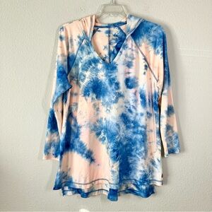 LIVI Active Tunic Hoodie Lightweight Tie-Dye Athleisure Loungewear Casual 14/16